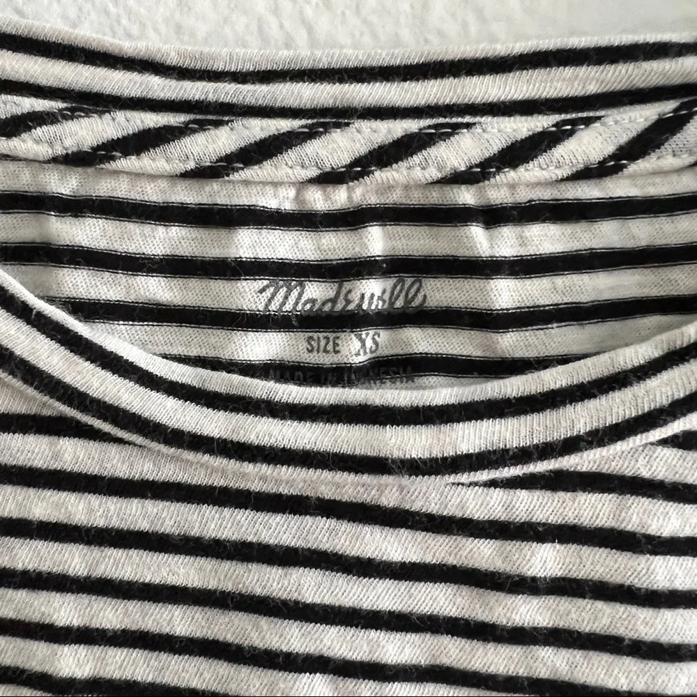 Madewell | B&W Whisper Cotton Crewneck Tee Shirt Top - Size XS - Picture 10 of 11